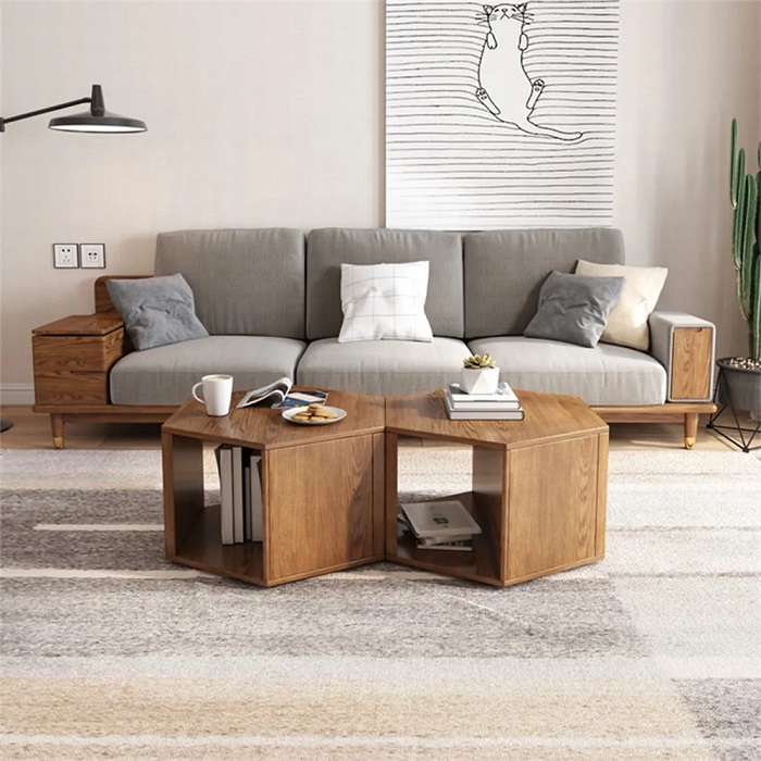 Wood Farmhouse Coffee Table with Open Shelf