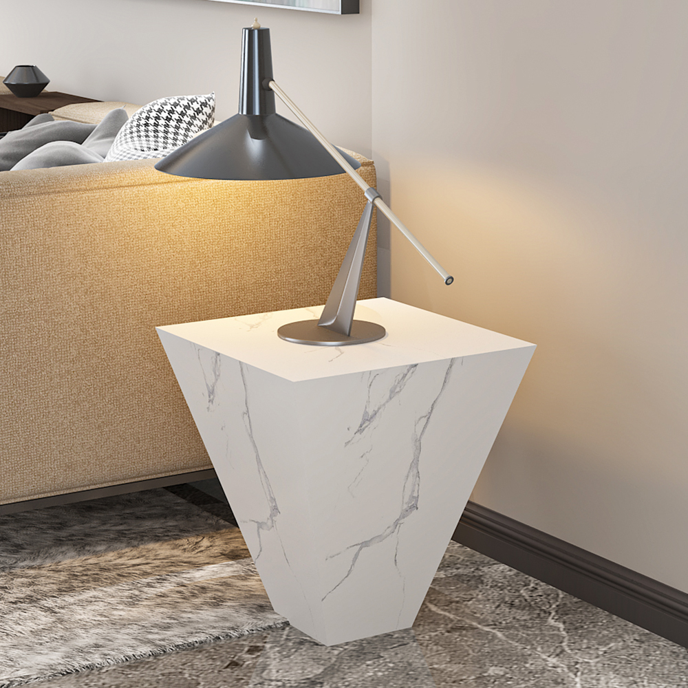 Narrow Marble White Side Table