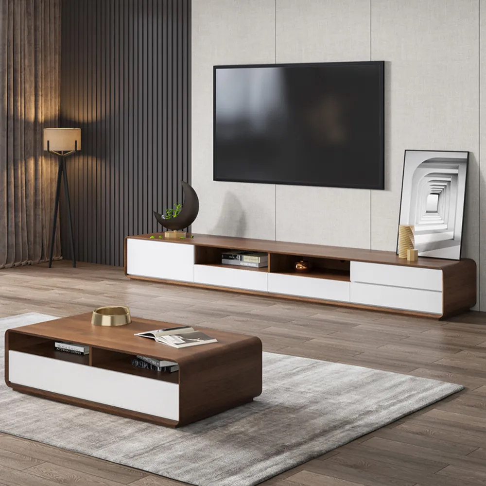 Modern Wood White TV Stand