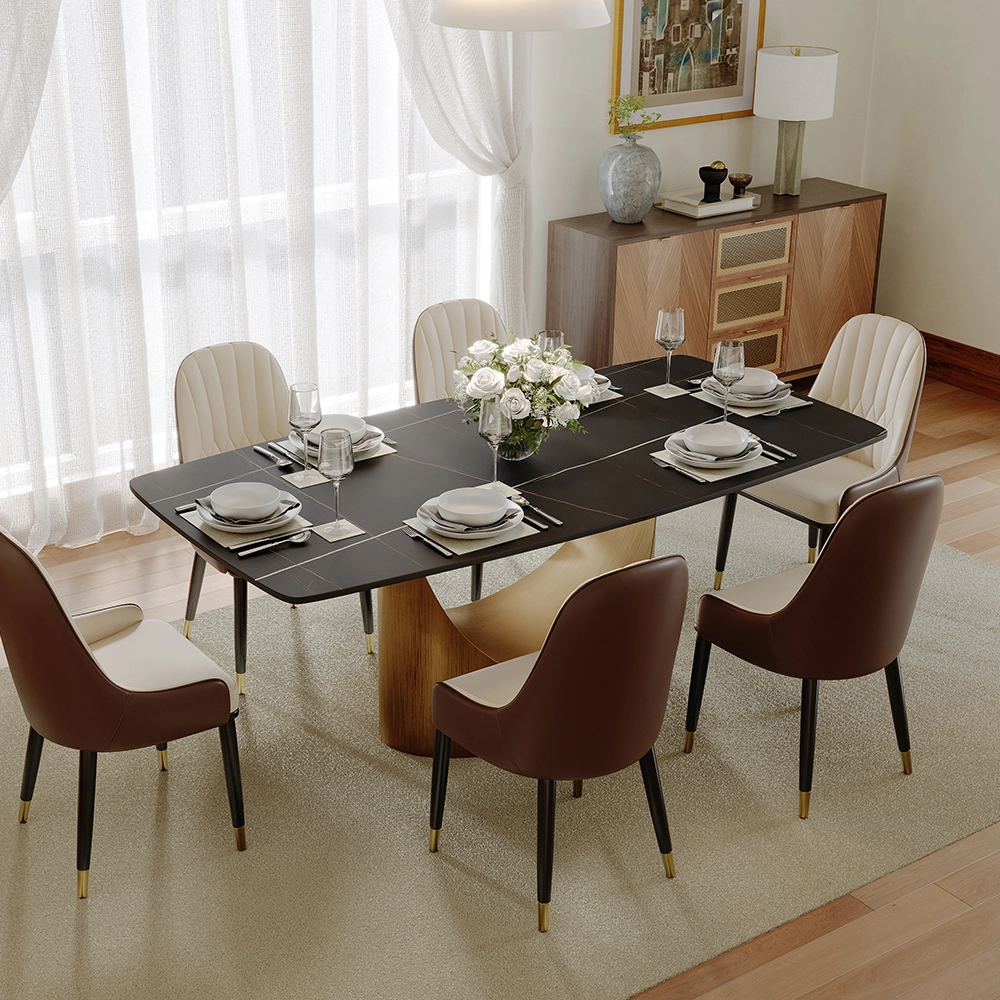 Hobart - White Rectangular Sintered Stone Dining Table for 5