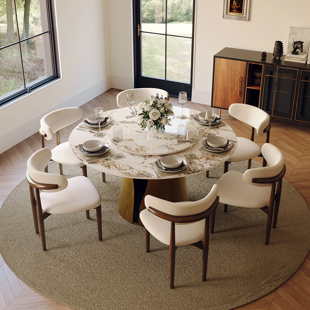 Vera - Round Matte Sintered Stone Dining Table for 4