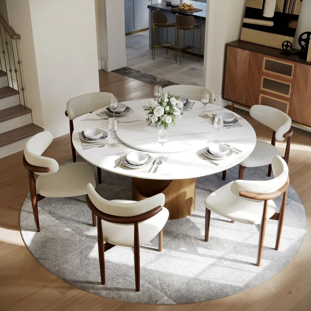 Hobart - Round Glossy Sintered Stone Dining Table for 4