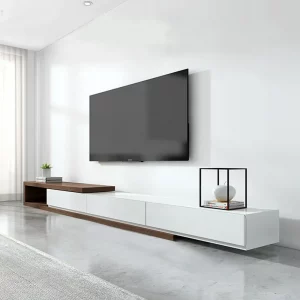 White Adjustable Wood TV Stand