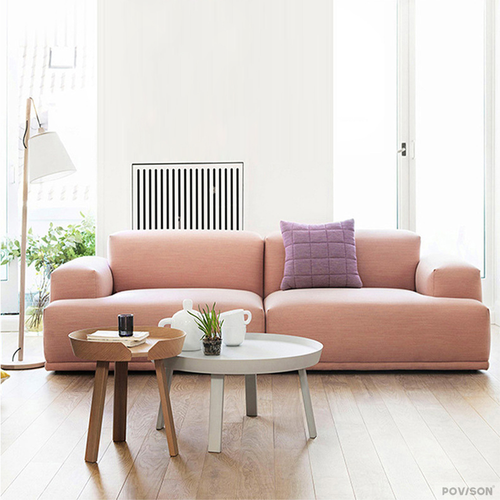 Cozy Pink Cotton Linen Sofa