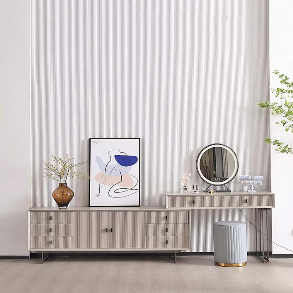 Gray Extendable Makeup Table and TV Stand