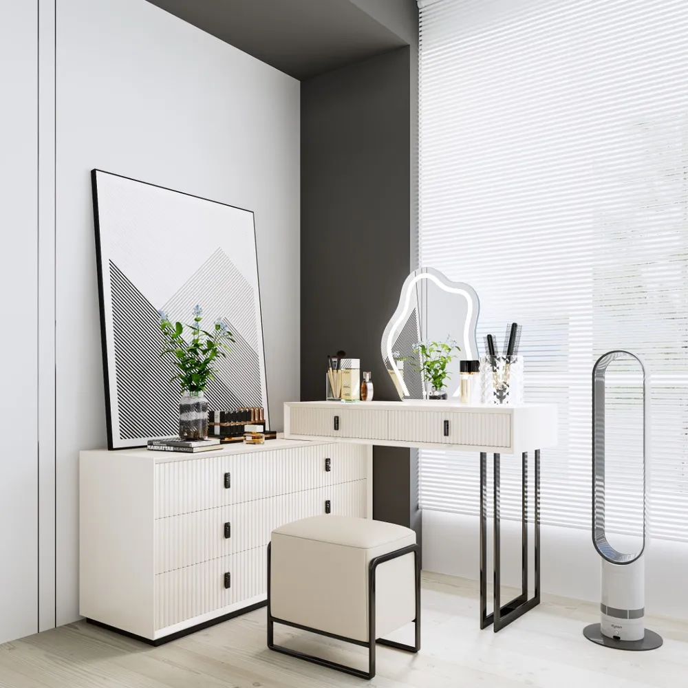 Modern Retractable Makeup Vanity Table Set