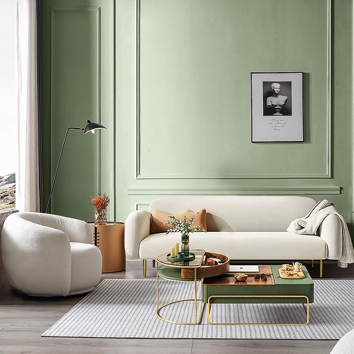 Green Wall Decorating with Furniture