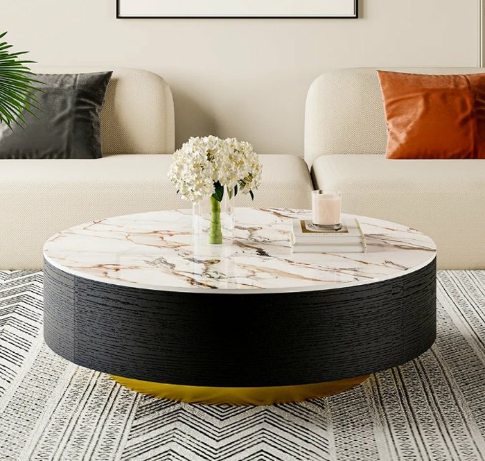 curved coffee table that matches the Interior Design Trends for 2022