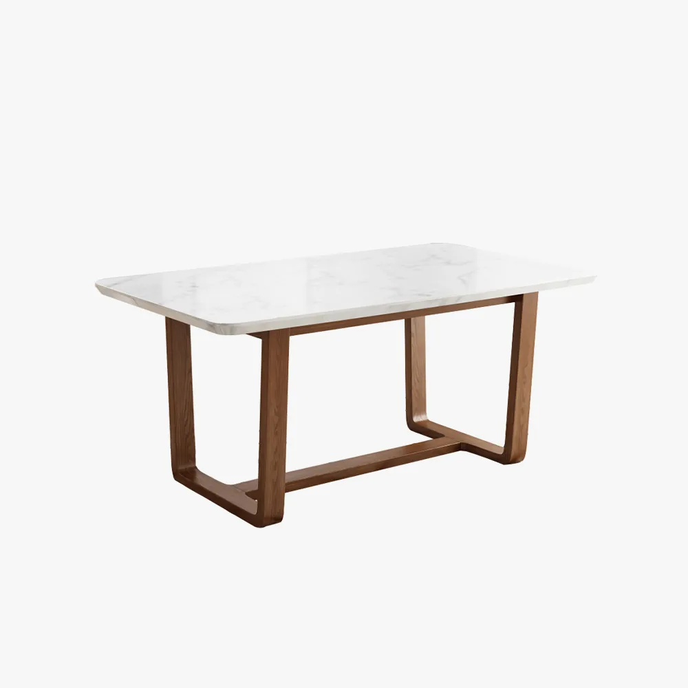 White Table wit Wood Trestle