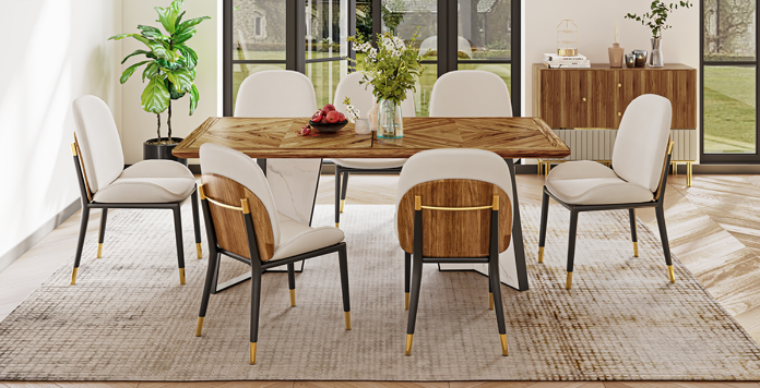Wood Herringbone Dining Table