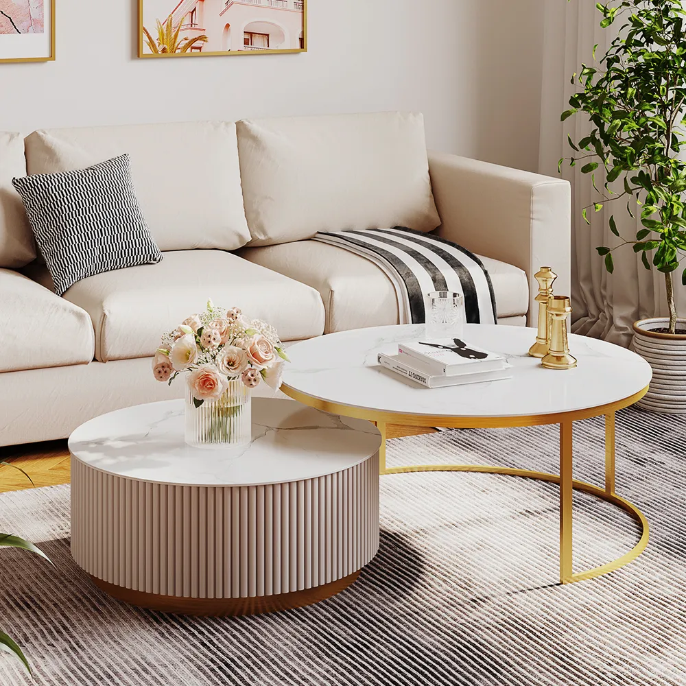 White Nesting Coffee Table Set