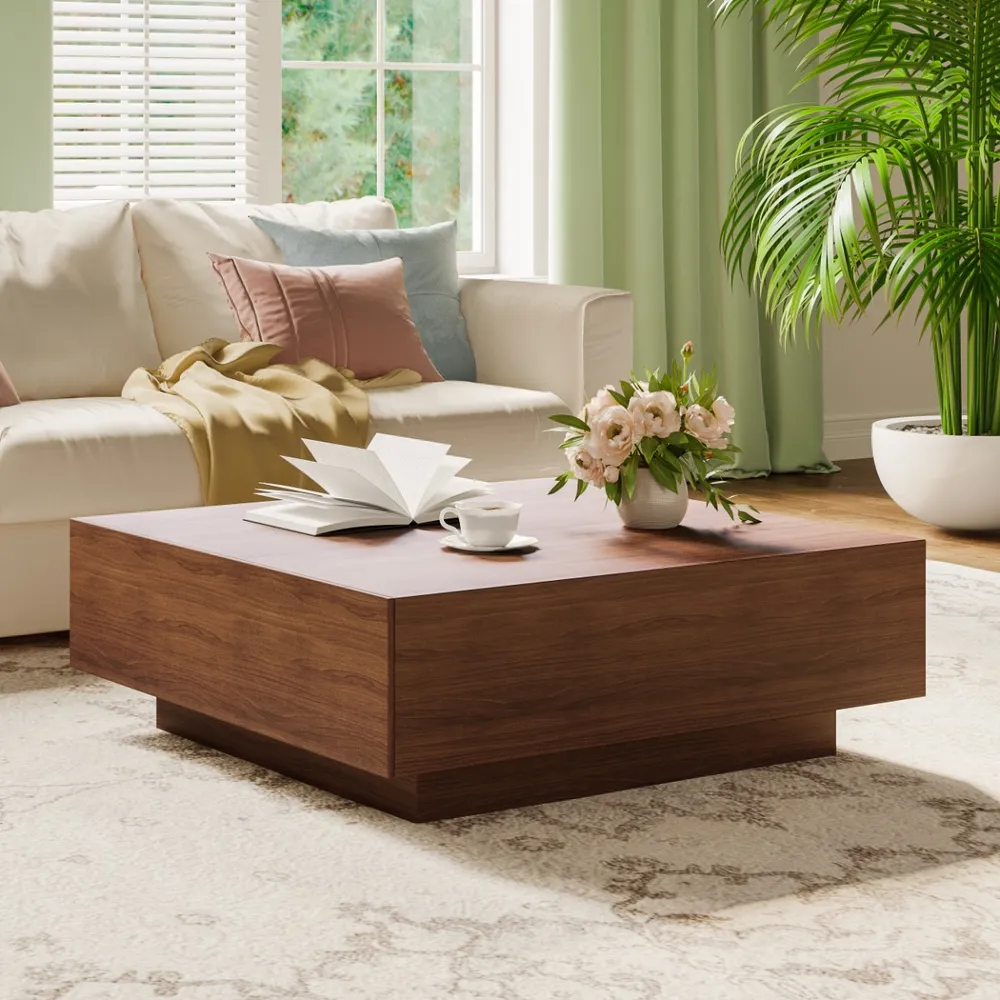 Wood Veneer Square Coffee Table 