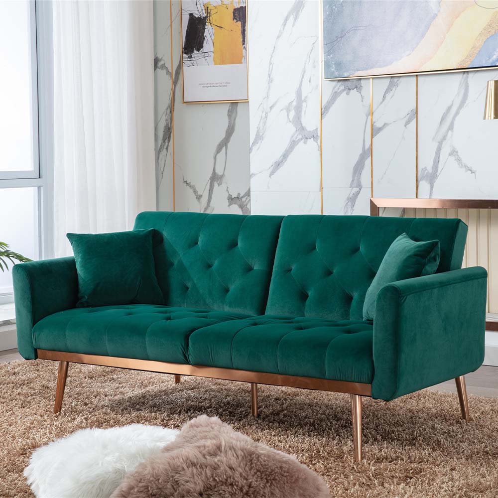 Green Loveseat Can Be Used as Daybed