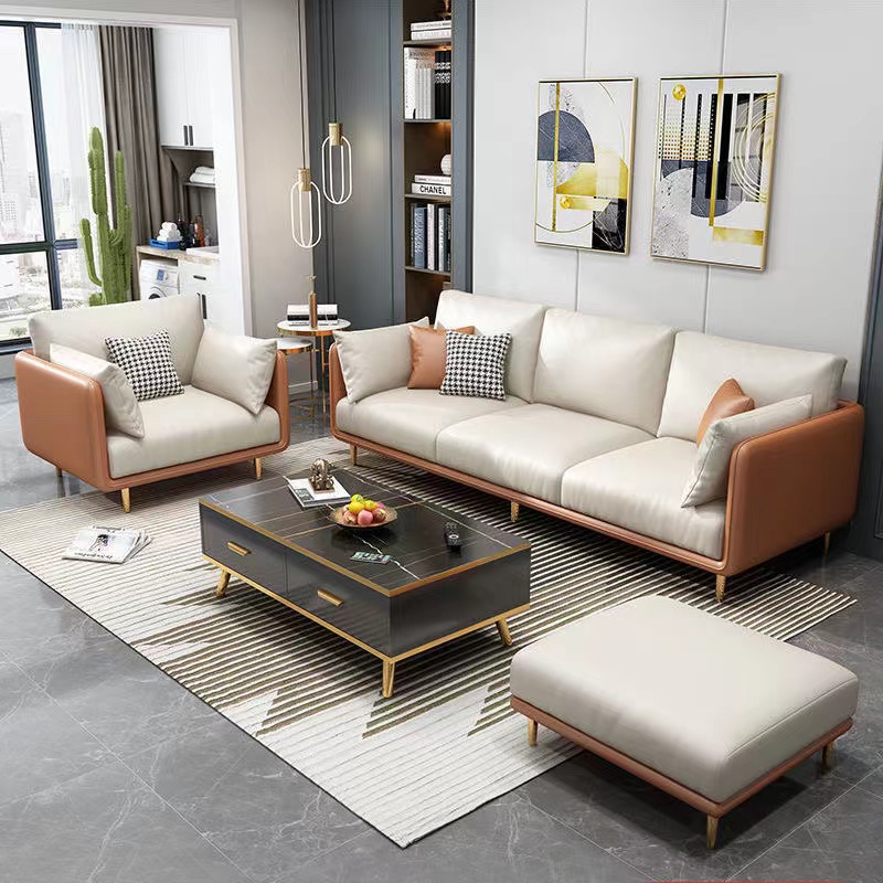 White and Orange Combo Couch