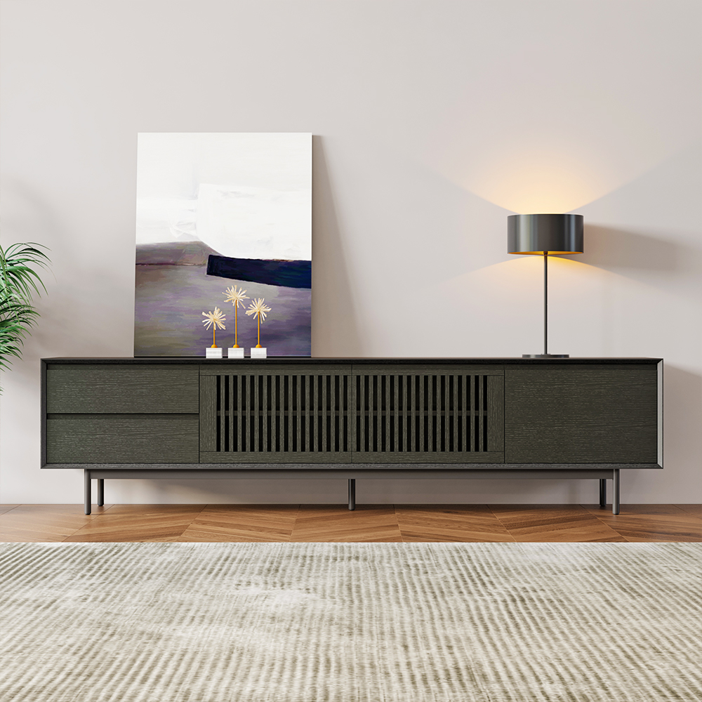 Oak Black Media Console