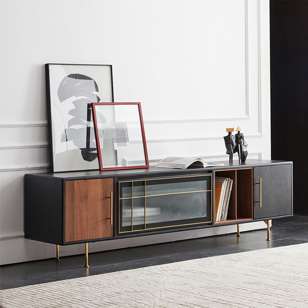 Modern Black and Walnut TV Console