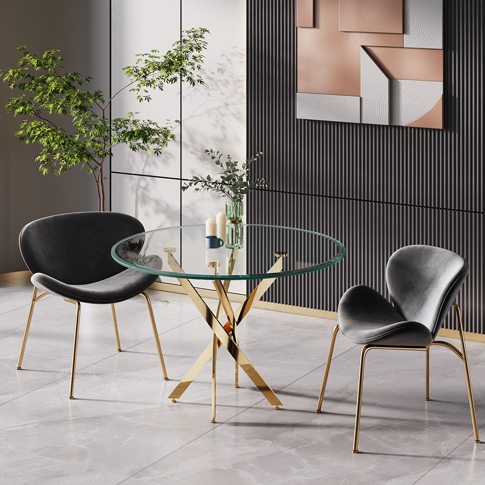 Side Chair with Gold Metal Legs