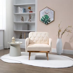 Cream Velvet Accent Chair for Comfort and Style