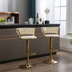 Bar Chair with Golden Chrome Footrest