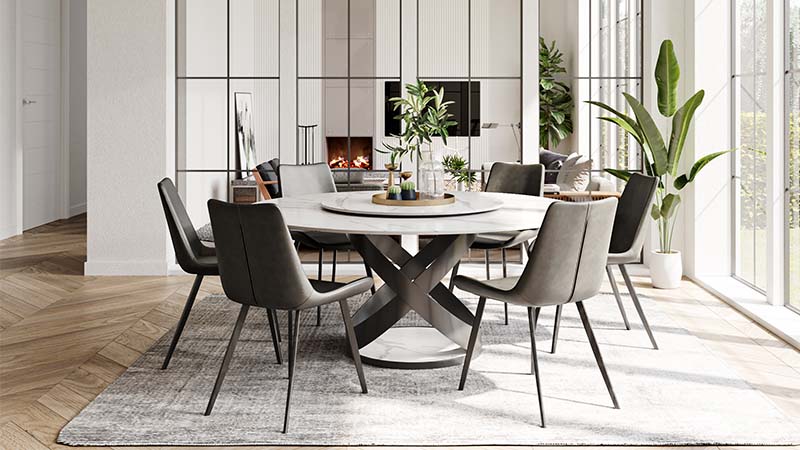 Round Dining Room Table with Lazy Susan