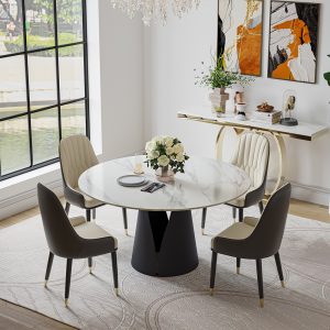 Round White Dining Table for 4