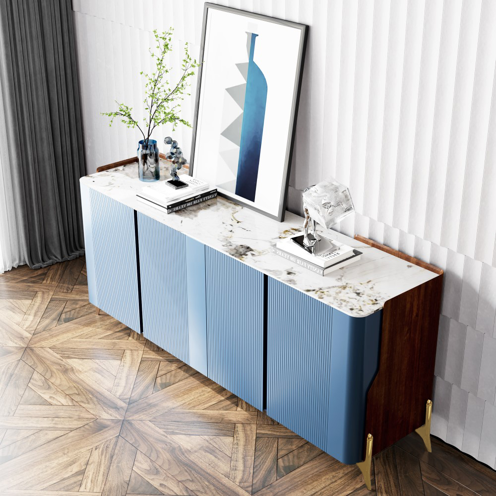 Blue Sideboard with Metal Frame