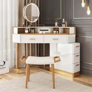 Corner Makeup Vanity Table with Lights