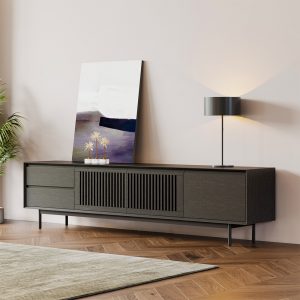 Slatted Black TV Cabinet