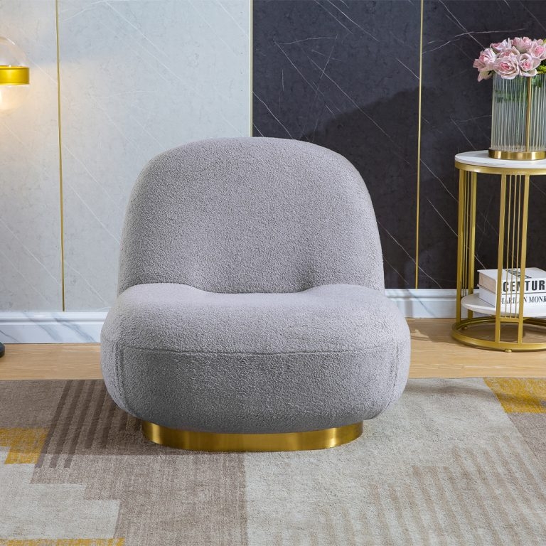 Armless Accent Chair with Golden Base