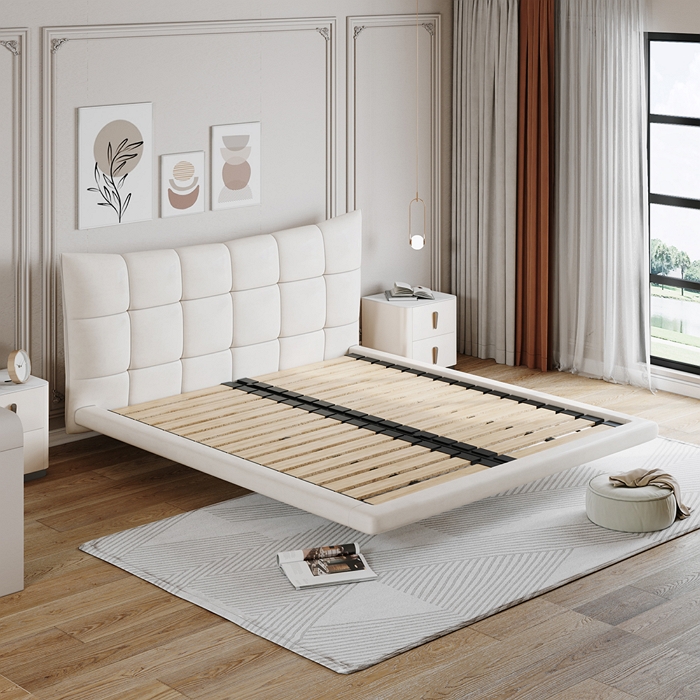 White Tufted Bed Frame