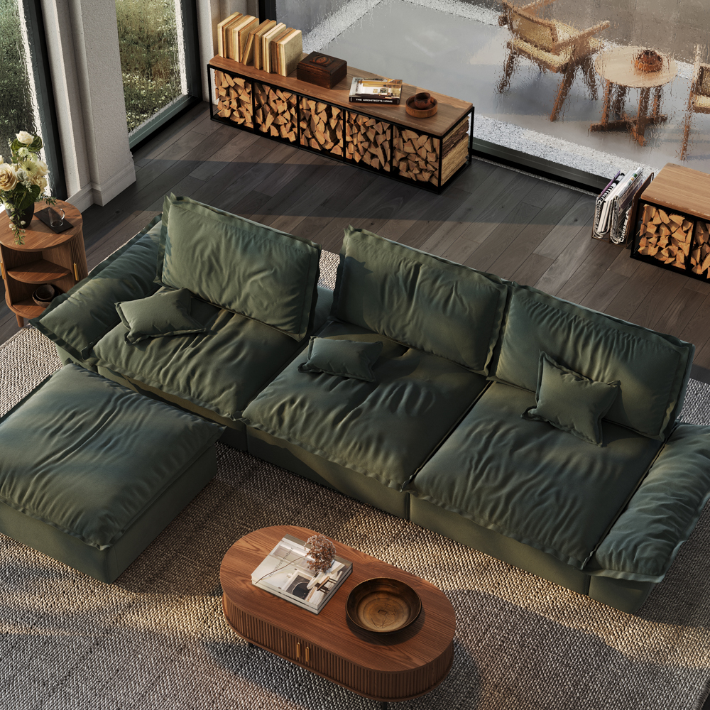 104.33" Sailboat Deep Sofa with Adjustable Backrest
