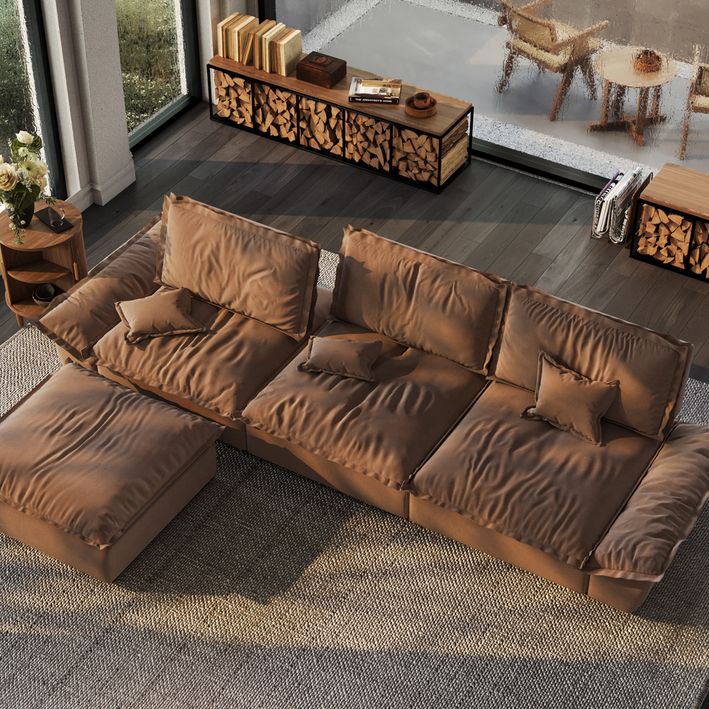 104.33" Modern Brown Pet-Friendly Sofa with Adjustable Backrest