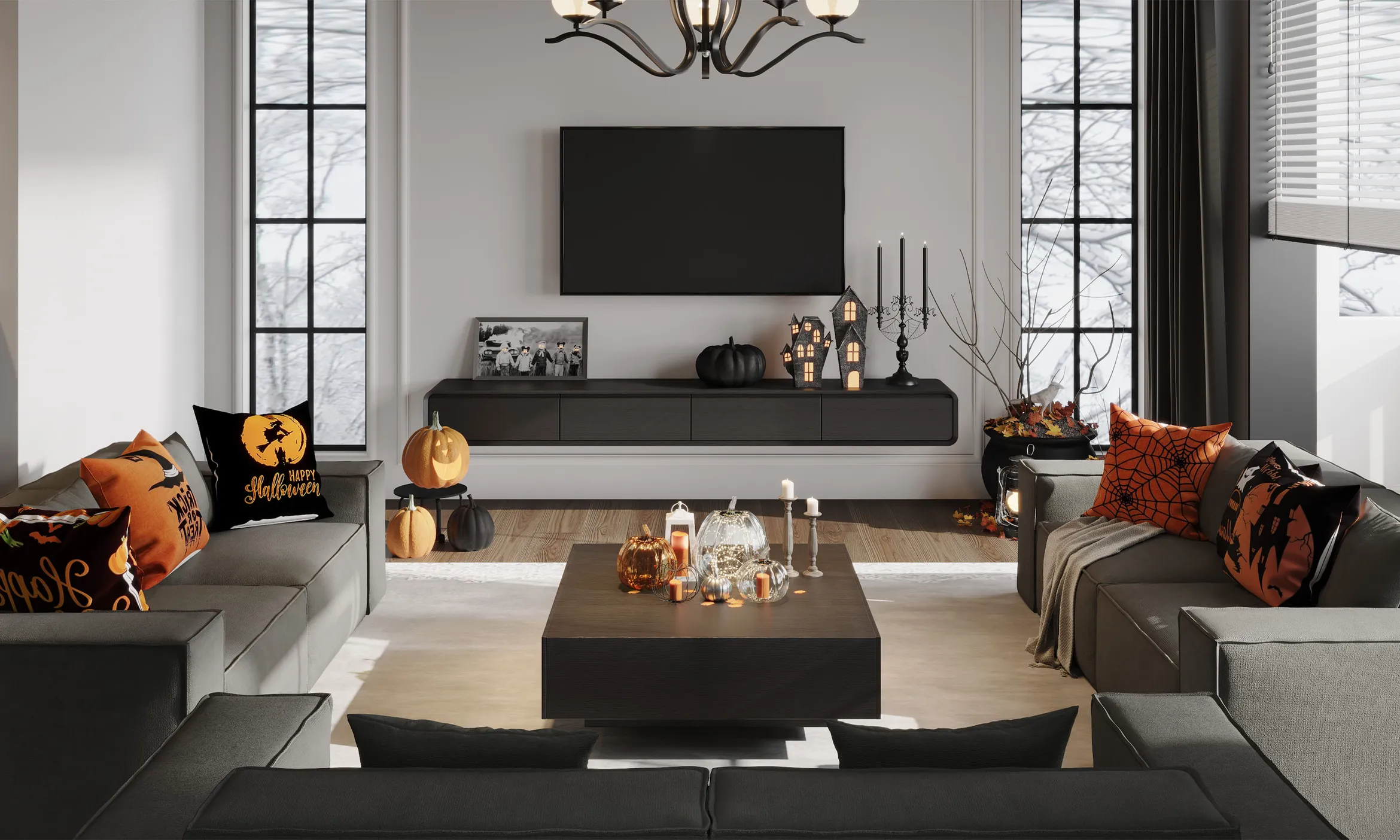 Halloween Black Living Room Decor
