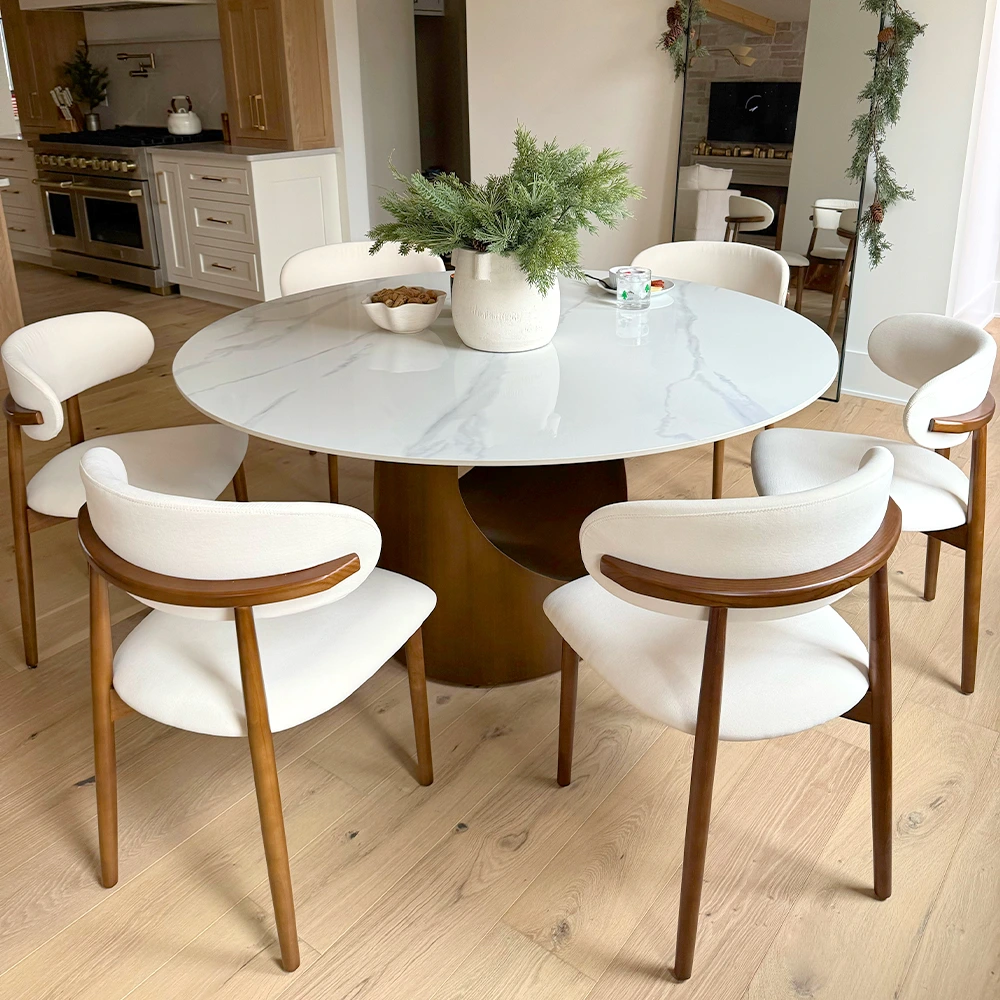 Hobart - Round Glossy Sintered Stone Dining Table