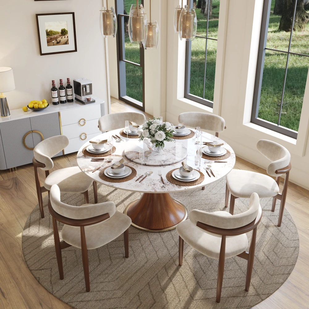 Vera - Round Glossy Sintered Stone Dining Table