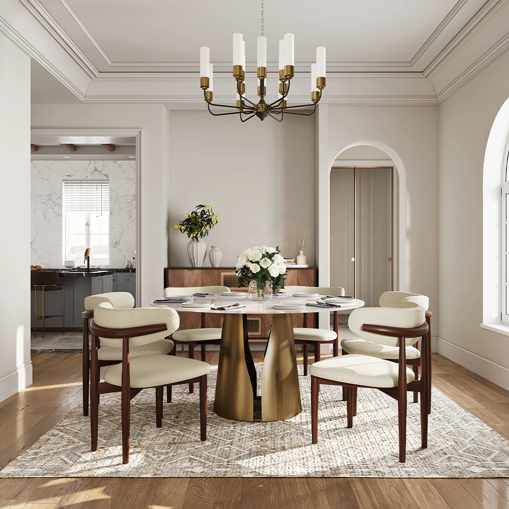 53''Modern Round Dining Table with Lazy Susan for 4