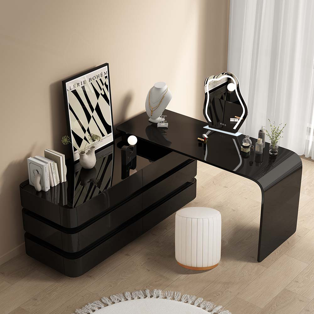 Black Retractable Vanity Table