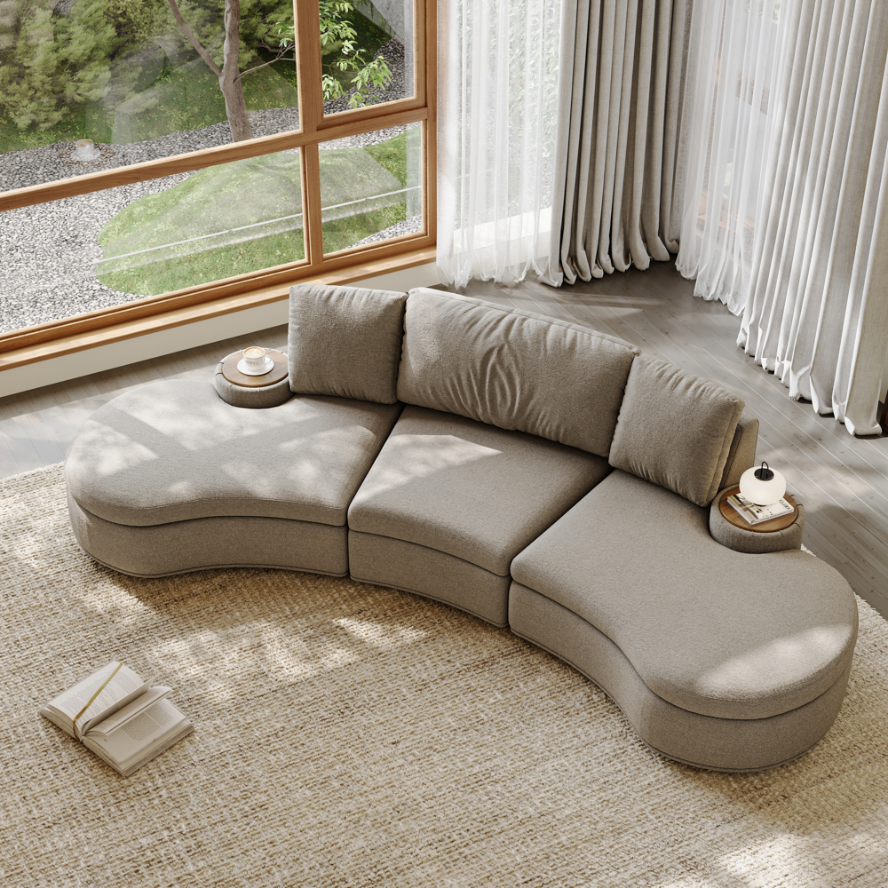 3-4 Seater Large Modern Curved Armless Sofa