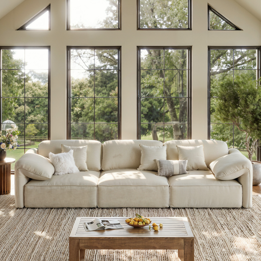 Modern Beige 2-3 Seater Sofa with Anti-Scratch and Water-Repellent Fabric