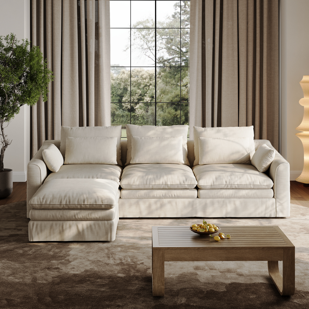 2–3 Seater Deep Seat Sofa with Removable Cotton-Linen Covers
