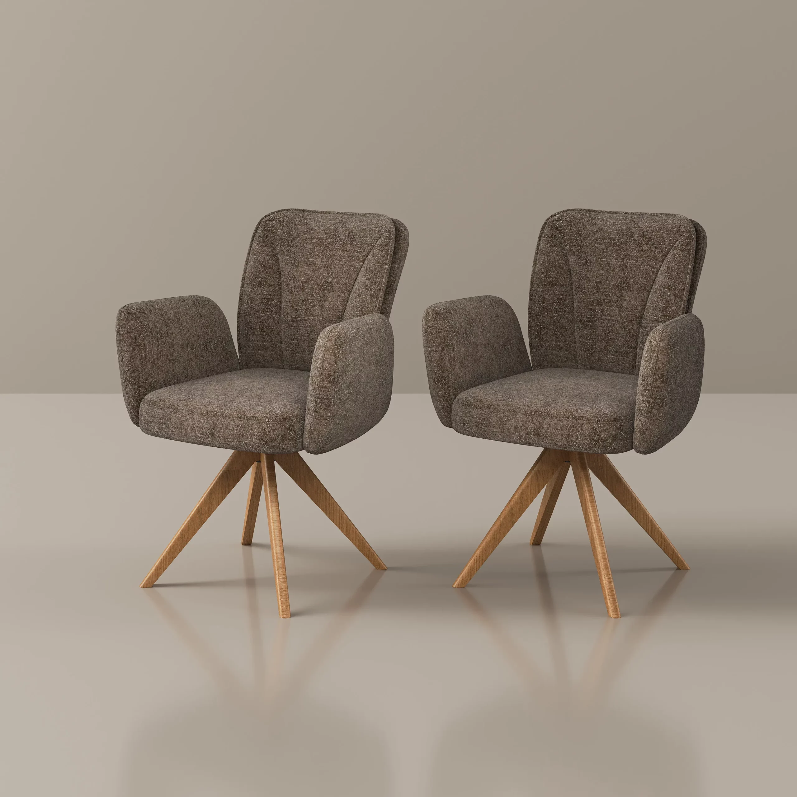Modern Walnut Armless Dining Chairs