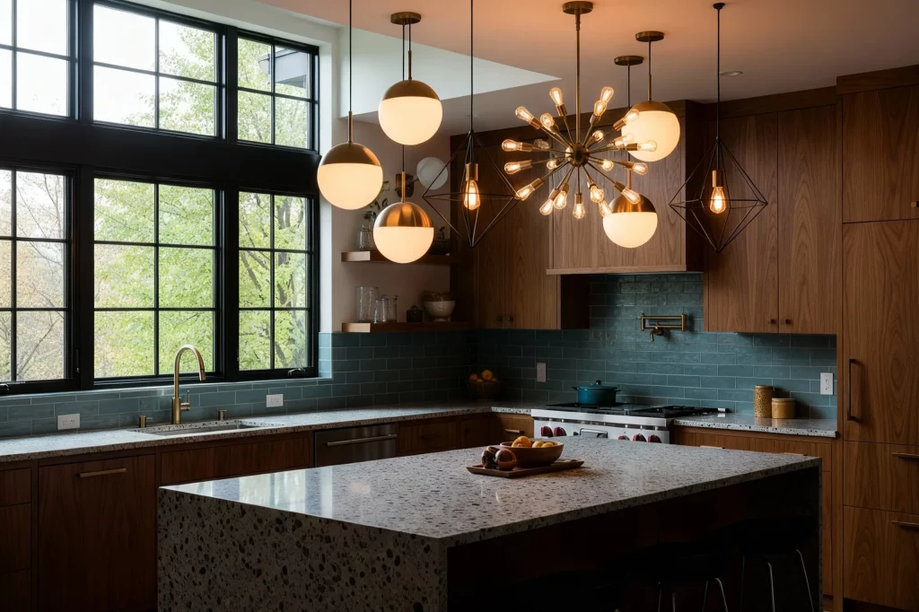 20 Mid Century Modern Kitchen Ideas Add Character with Unique Lighting