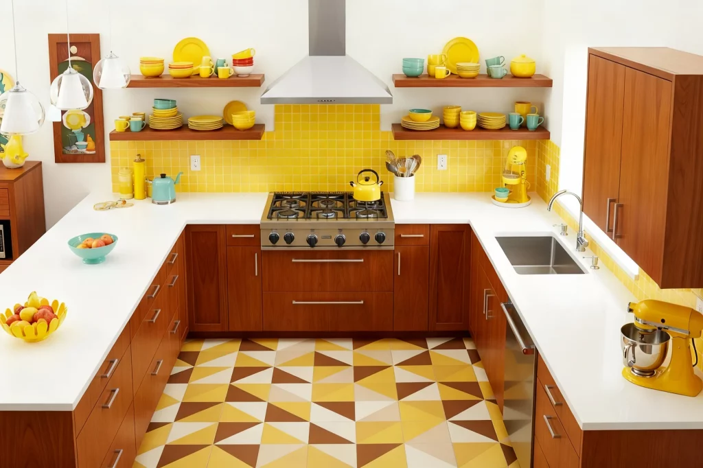 20 Mid Century Modern Kitchen Ideas Add Yellow and Geometric Patterns