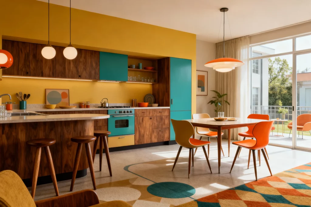 20 Mid Century Modern Kitchen Ideas Play with Bold Colors and Retro Shapes
