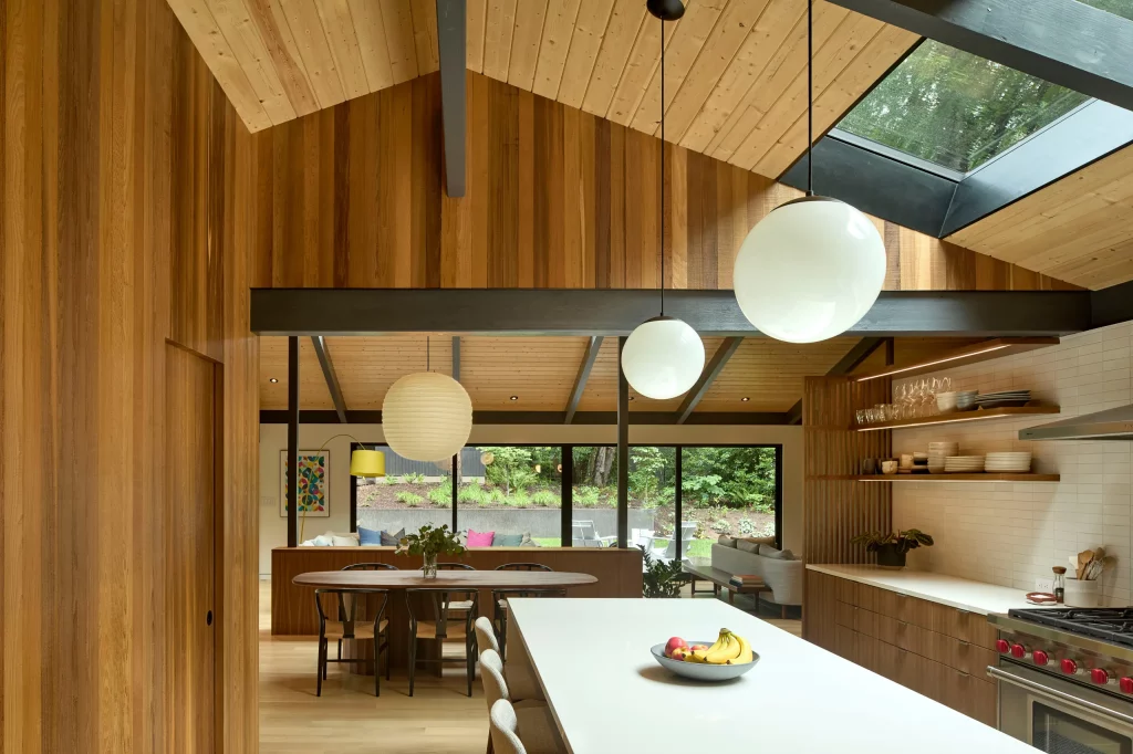 20 Mid Century Modern Kitchen Ideas Walnut Warmth Pairs with Globe Lighting