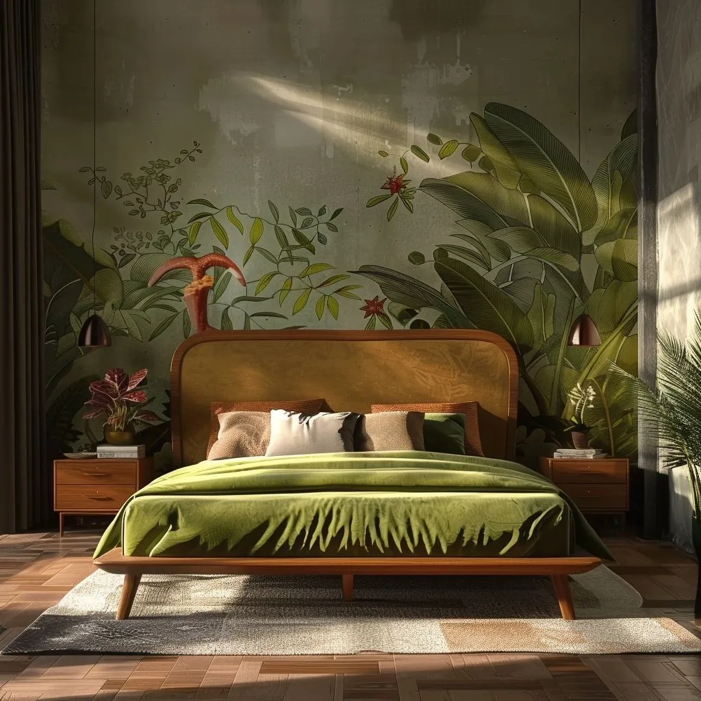 Green Mid Century Modern Bedroom Design