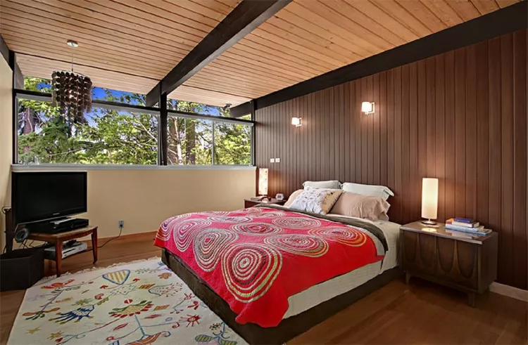 Mid Century Modern Bedroom Design Integrate Gometric Patterns