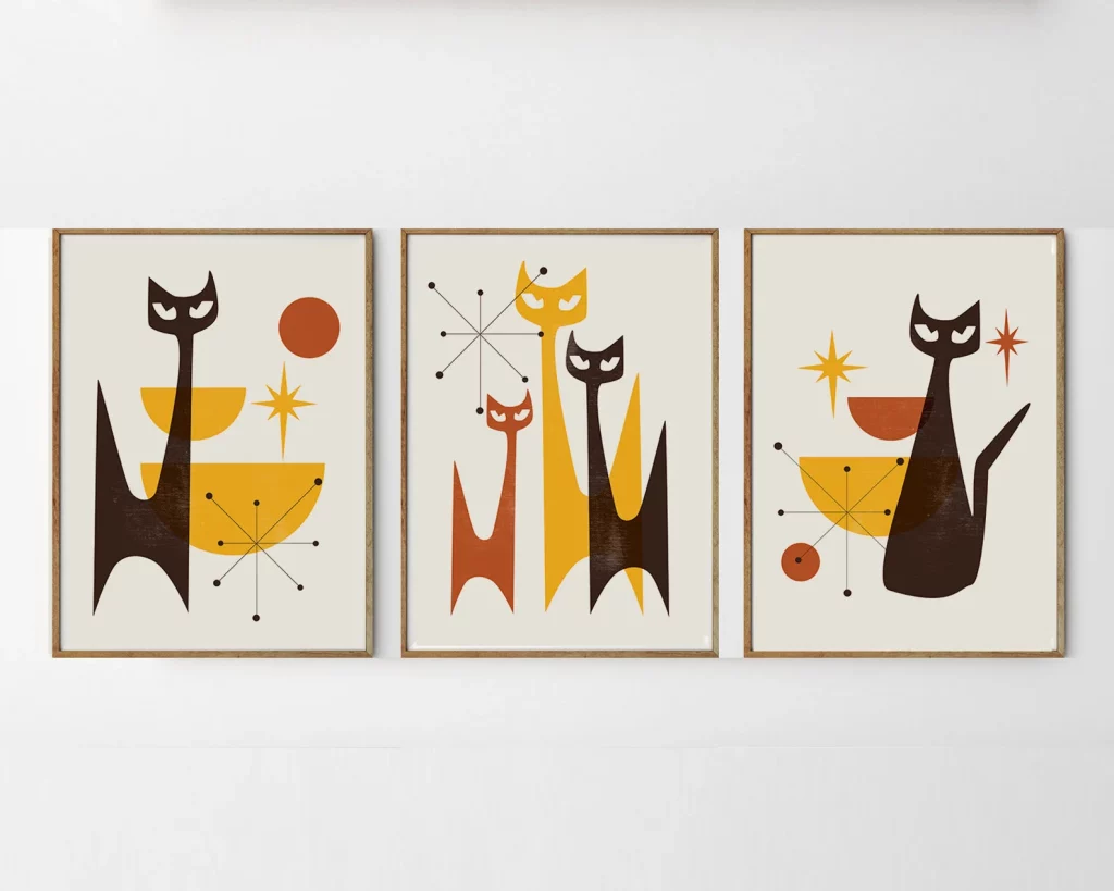 Mid Century Modern Cat Furniture Top 1 Black Cat Wall Art
