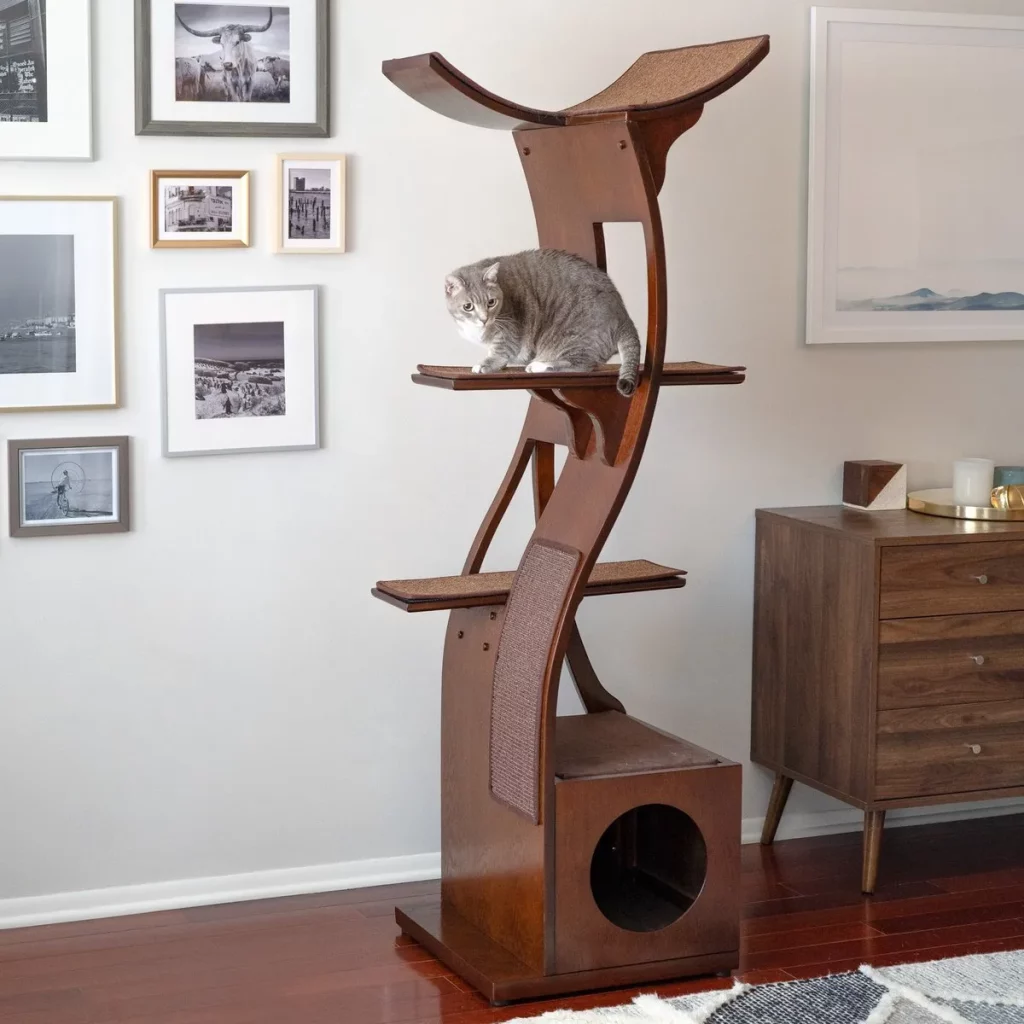 Mid Century Modern Cat Furniture Top 2 Lotus Cat Tree