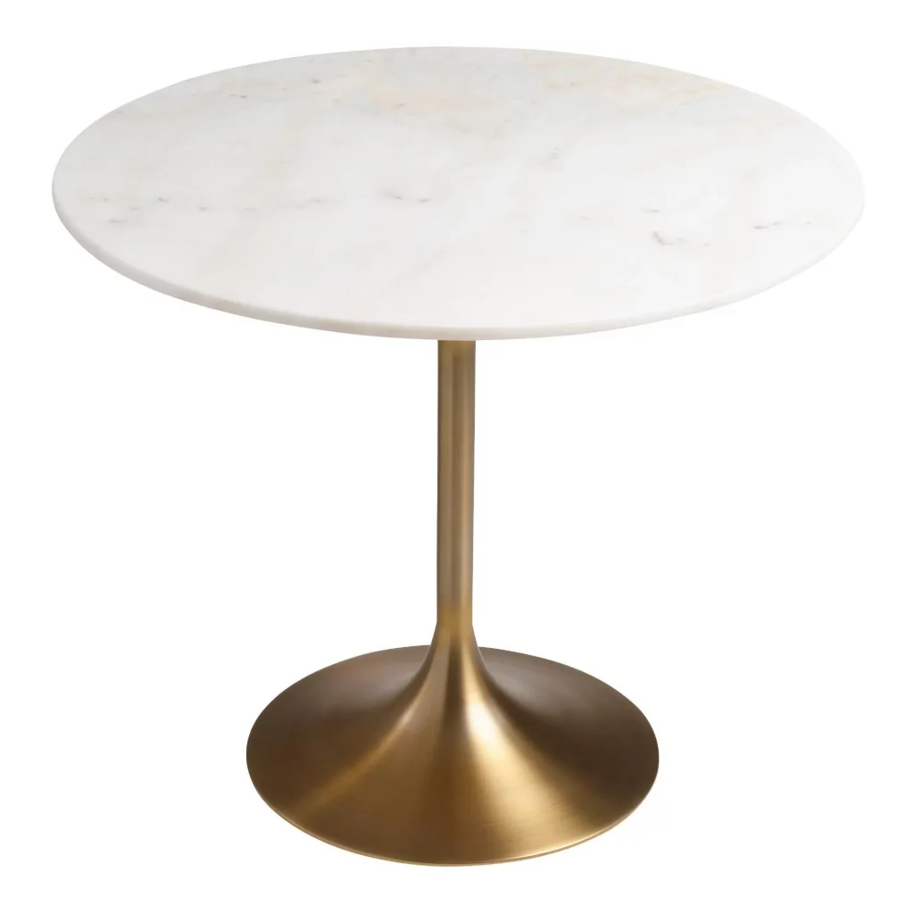 White Marble Top and Gold Tulip Dining Table